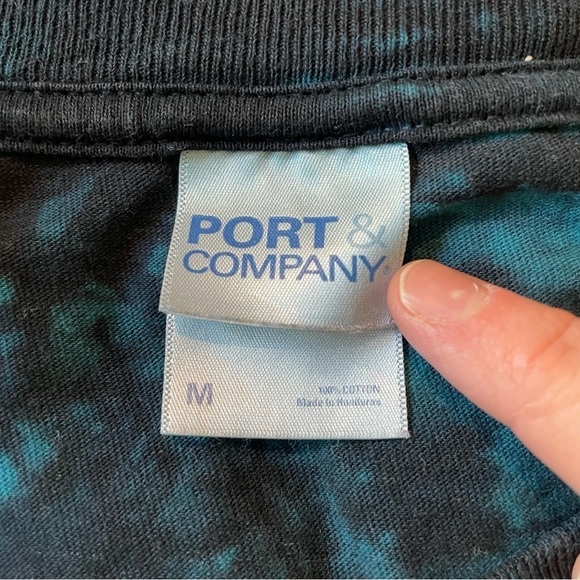 Port & Company Blue Black Tie Dye Louisiana Home Grown Short Sleeve Tee Medium - Picture 6 of 8